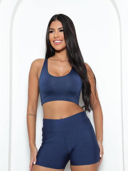 ‍ Conjunto Fitness Celeste Top + Short Curto Suplex