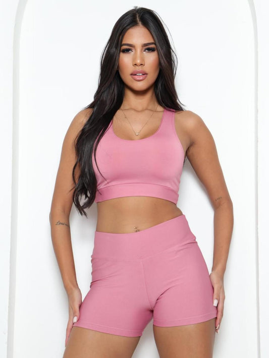 ‍ Conjunto Fitness Celeste Top + Short Curto Suplex