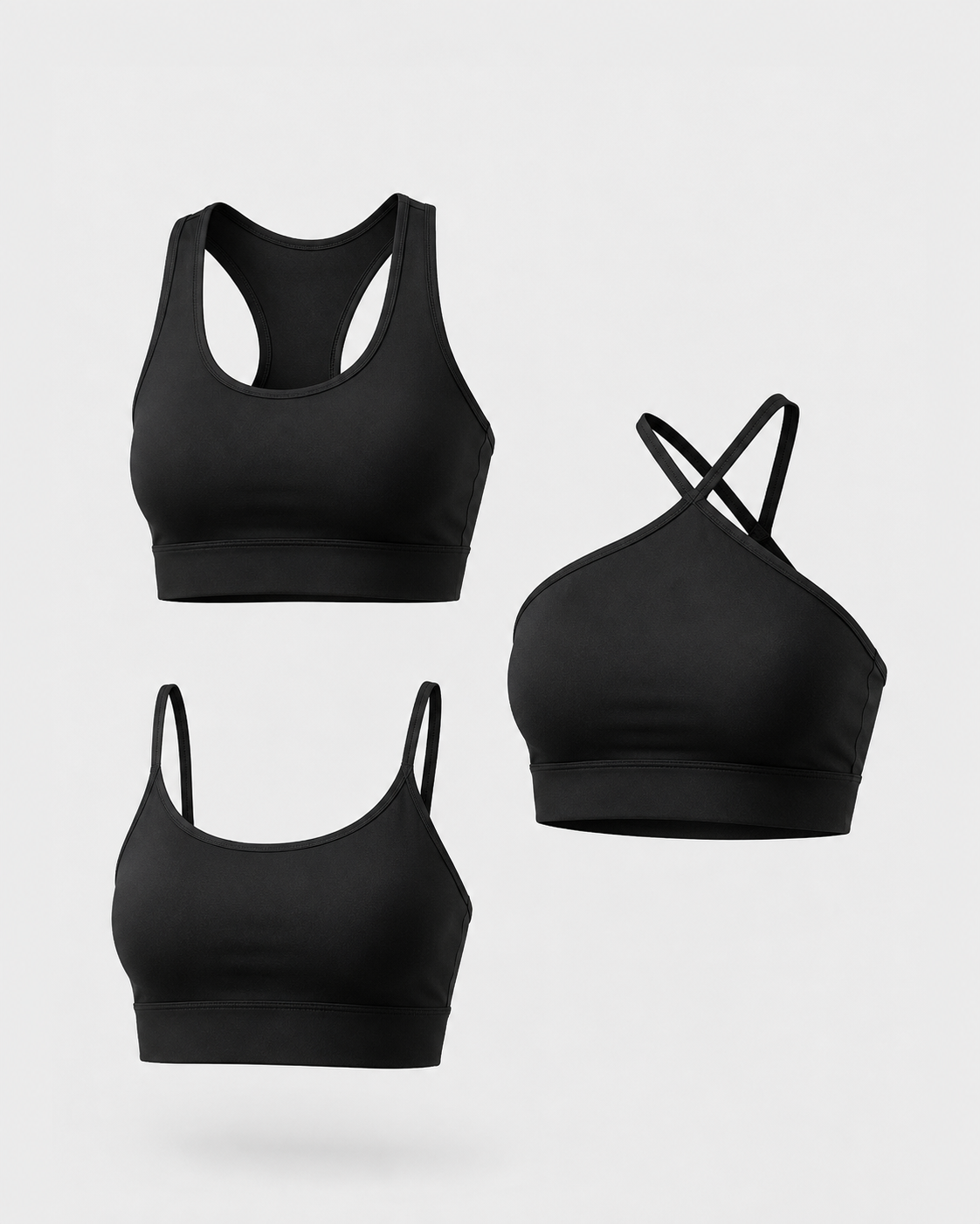 Kit 3 Tops Fitness Premium| Nadador+Decote V+Assimétrico
