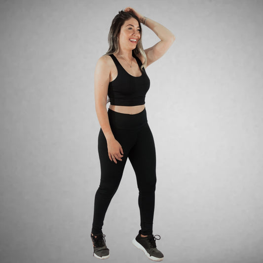 Conjunto Basic Fitness Calça Legging + Top Nadador