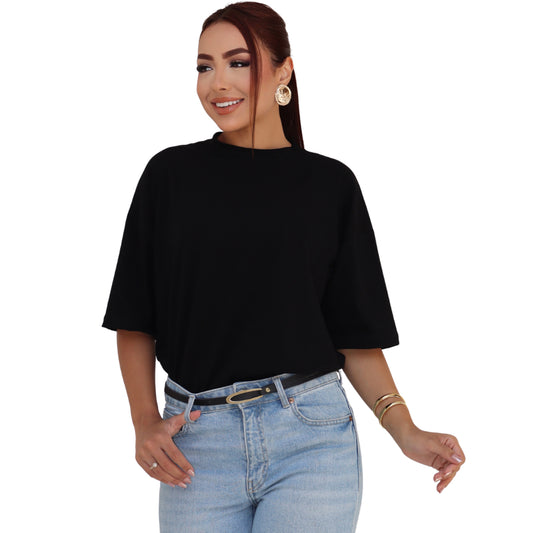 Camiseta Over Size Feminina Casual Básica Essencial Meia Manga Longa