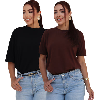 Kit 2 Camisetas Over Size Feminina Básico Essencial