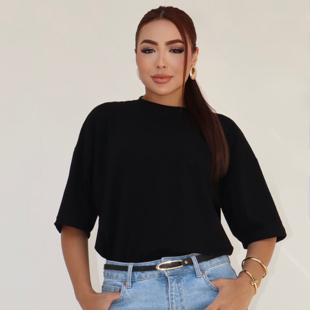 Camiseta Over Size Feminina Casual Básica Essencial Meia Manga Longa