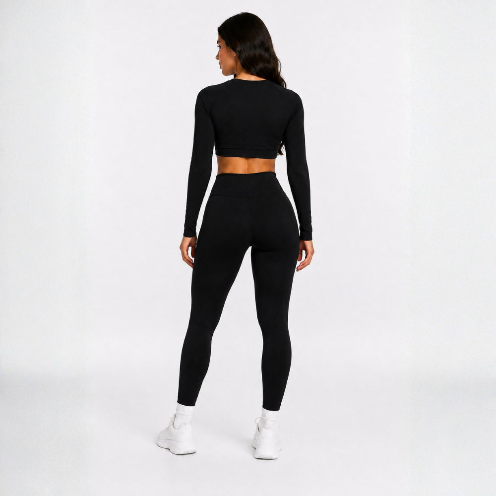 Conjunto de Inverno para Academia, Legging Flanelada + Top Manga Longa