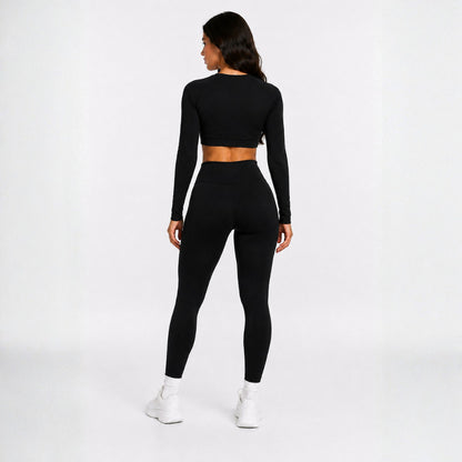 Conjunto de Inverno para Academia, Legging Flanelada + Top Manga Longa