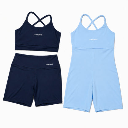 Conjunto Virginia + Macaquinho Alcinha- Top Multiformas, Short Curto e Macaquinho de Academia