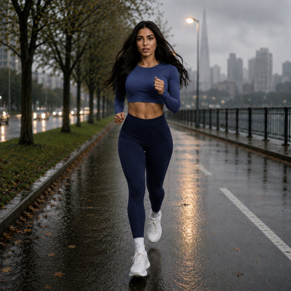 Conjunto de Inverno para Academia, Legging Flanelada + Top Manga Longa