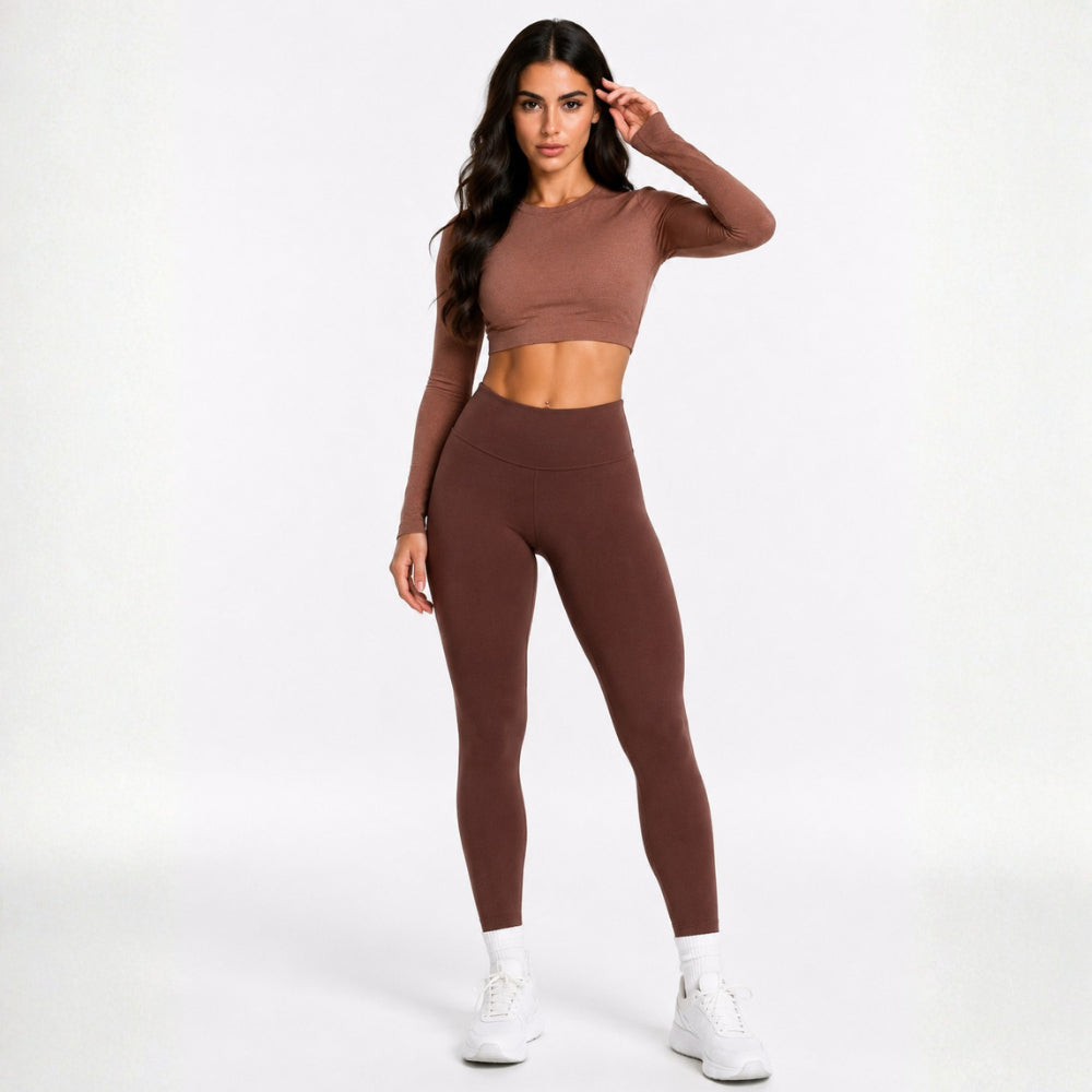 Conjunto de Inverno para Academia, Legging Flanelada + Top Manga Longa
