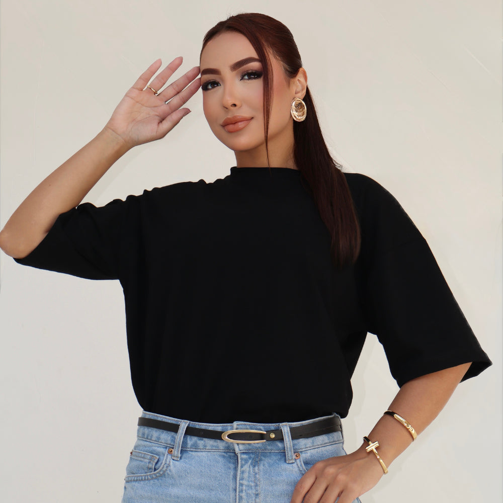 Camiseta Over Size Feminina Casual Básica Essencial Meia Manga Longa