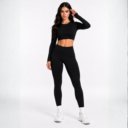 Conjunto de Inverno para Academia, Legging Flanelada + Top Manga Longa