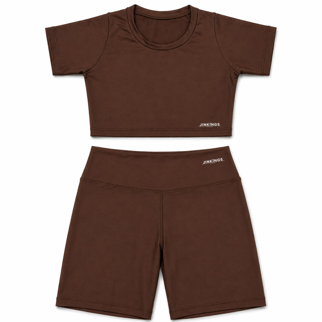 Conjunto Bella Fit- Blusa Cropped Suplex e Short Curto