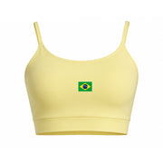 Conjunto Com Faixa Zero Transparência, Copa, Amarelo, Esportivo, Academia, Tecido Grosso, Feminino