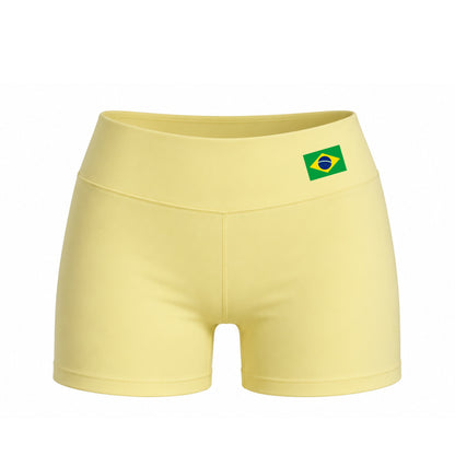 Conjunto Com Faixa Zero Transparência, Copa, Amarelo, Esportivo, Academia, Tecido Grosso, Feminino