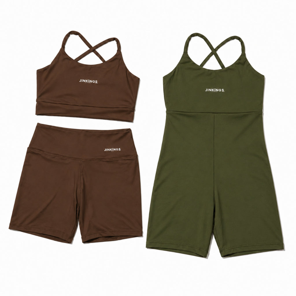 Conjunto Virginia + Macaquinho Alcinha- Top Multiformas, Short Curto e Macaquinho de Academia