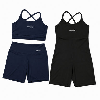 Conjunto Virginia + Macaquinho Alcinha- Top Multiformas, Short Curto e Macaquinho de Academia