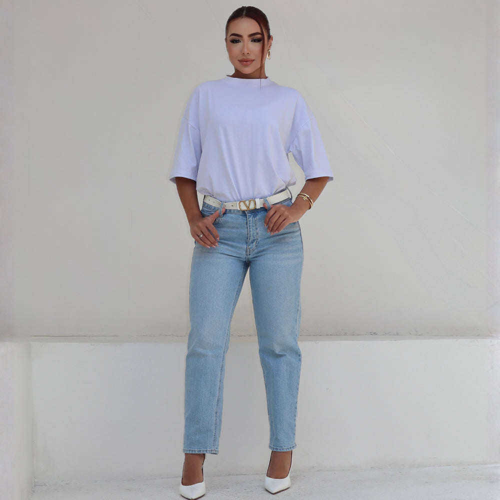 Camiseta Over Size Feminina Casual Básica Essencial Meia Manga Longa