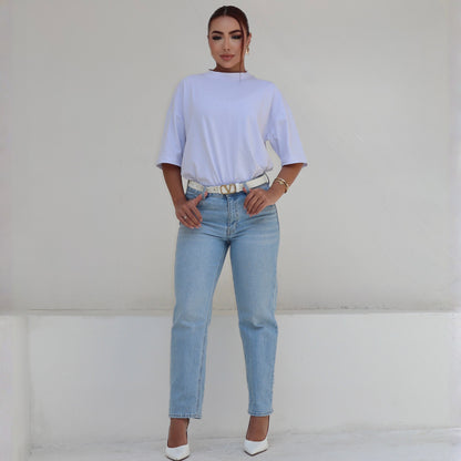 Camiseta Over Size Feminina Casual Básica Essencial Meia Manga Longa