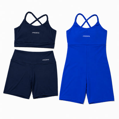 Conjunto Virginia + Macaquinho Alcinha- Top Multiformas, Short Curto e Macaquinho de Academia
