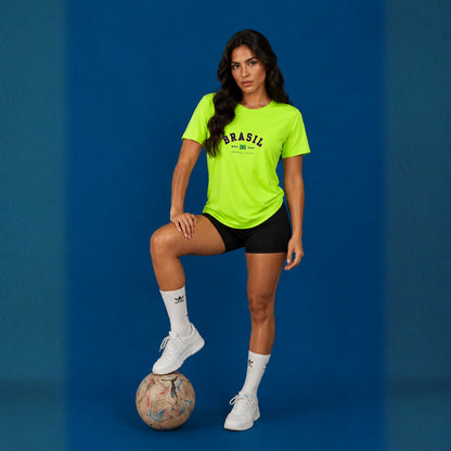 Conjunto Feminino Copa Brasil 2026 Camiseta Elanca Estilo Dryfit DTF Estampado Short Suplex Curto
