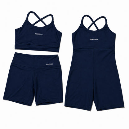 Conjunto Virginia + Macaquinho Alcinha- Top Multiformas, Short Curto e Macaquinho de Academia