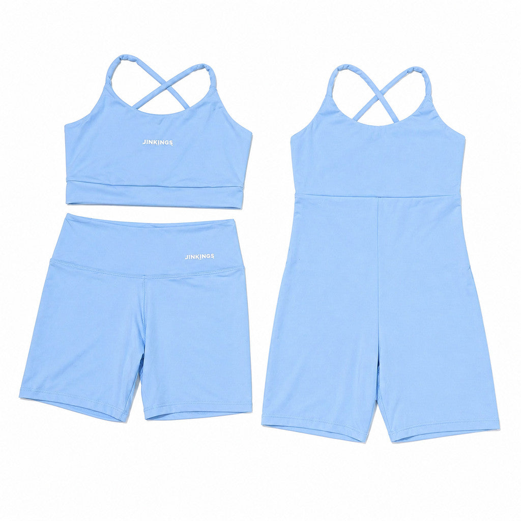 Conjunto Virginia + Macaquinho Alcinha- Top Multiformas, Short Curto e Macaquinho de Academia