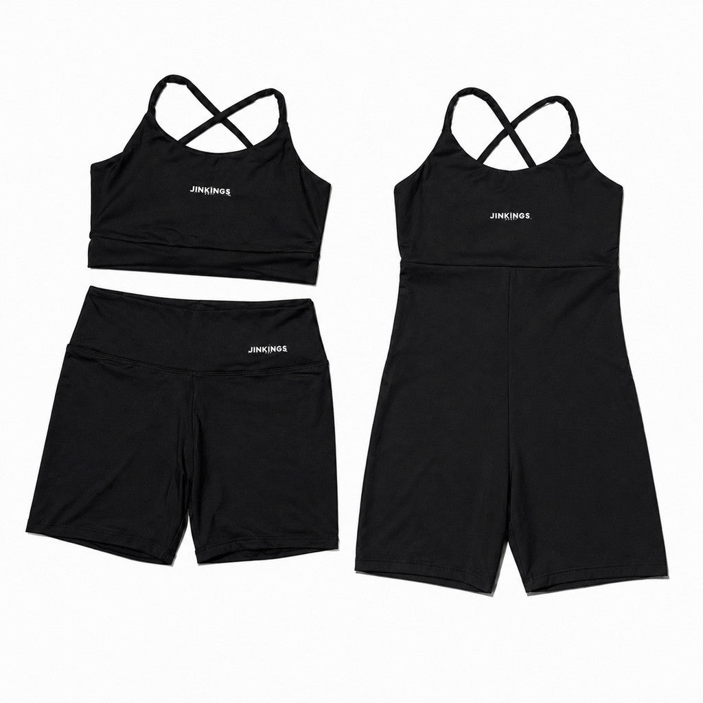Conjunto Virginia + Macaquinho Alcinha- Top Multiformas, Short Curto e Macaquinho de Academia
