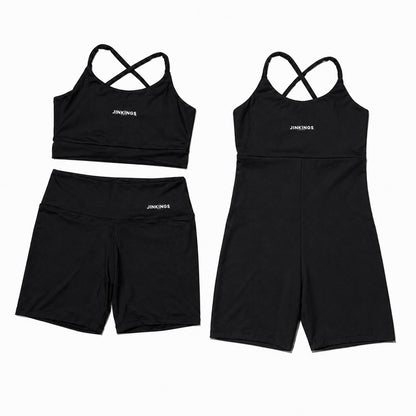 Conjunto Virginia + Macaquinho Alcinha- Top Multiformas, Short Curto e Macaquinho de Academia