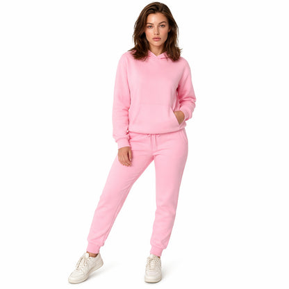 Conjunto de Moletom Feminino, Com Capuz, Com Bolso Canguru, Flanelado