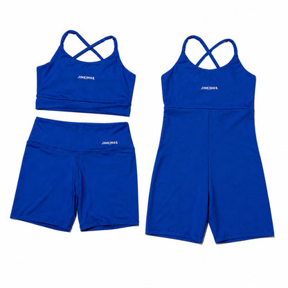 Conjunto Virginia + Macaquinho Alcinha- Top Multiformas, Short Curto e Macaquinho de Academia