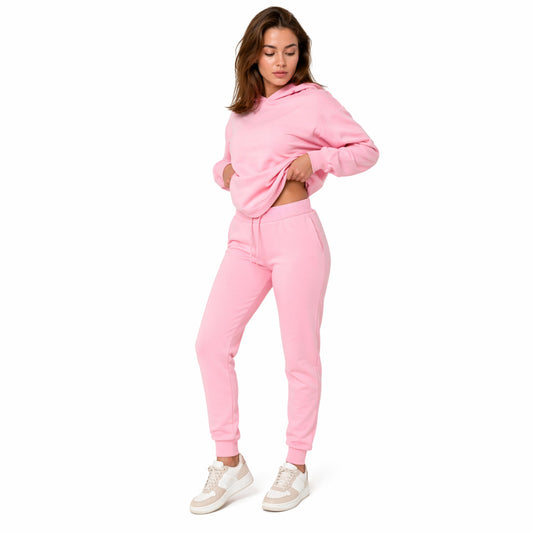 Conjunto de Moletom Feminino, Com Capuz, Com Bolso Canguru, Flanelado