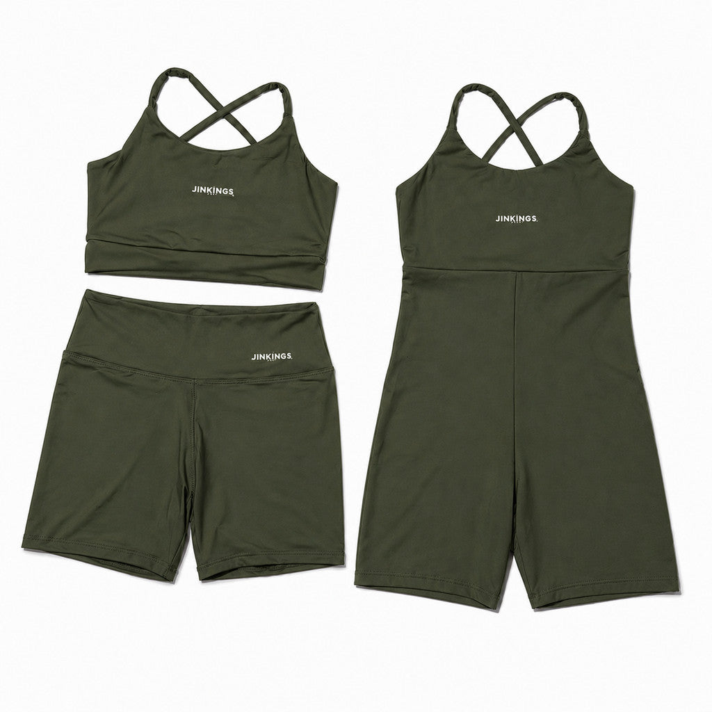 Conjunto Virginia + Macaquinho Alcinha- Top Multiformas, Short Curto e Macaquinho de Academia