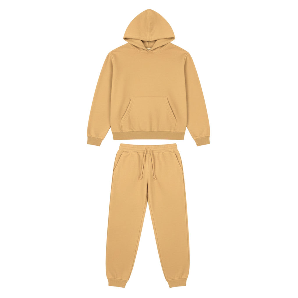 Conjunto de Moletom Feminino, Com Capuz, Com Bolso Canguru, Flanelado