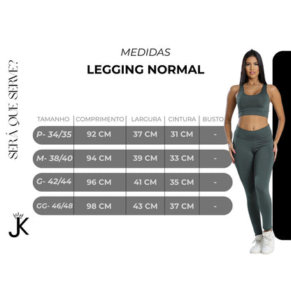 Kit 3 Peças Conjunto Virginia Top + Short + Legging Fitness Poliéster