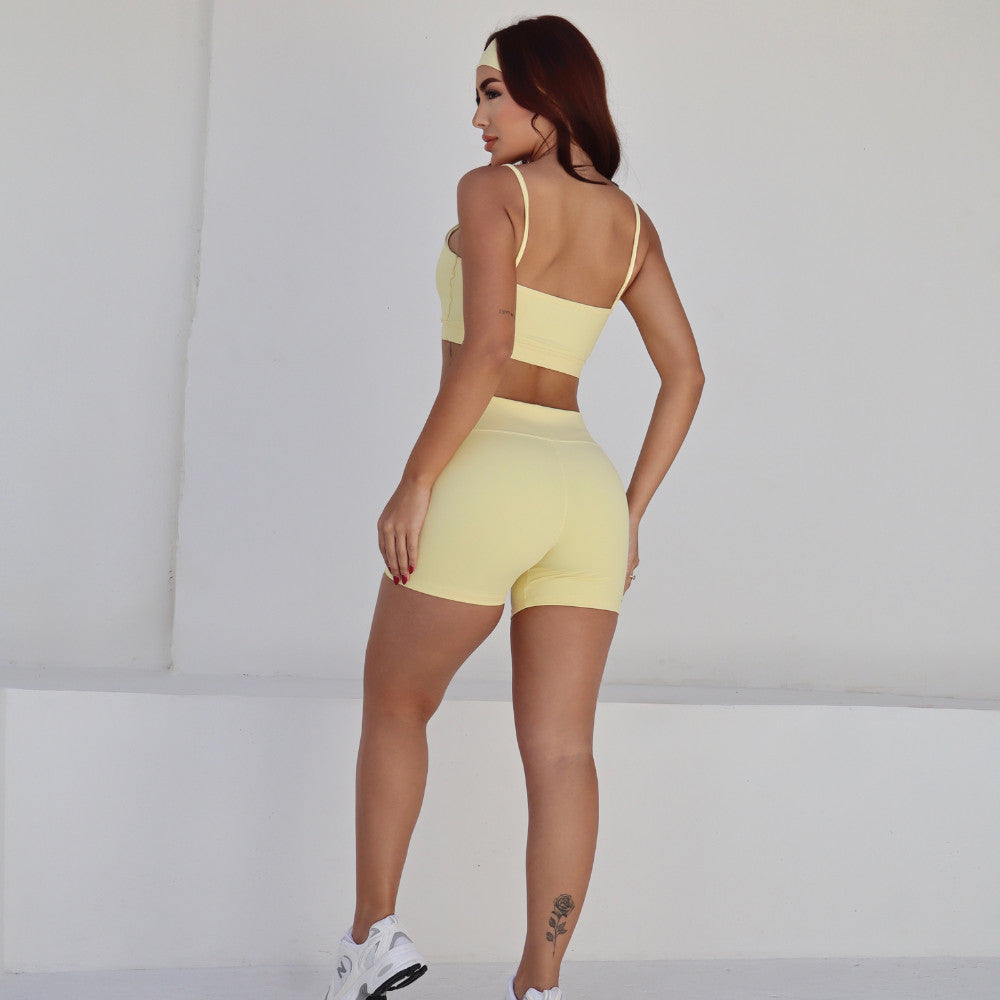 Conjunto Com Faixa Zero Transparência, Copa, Amarelo, Esportivo, Academia, Tecido Grosso, Feminino