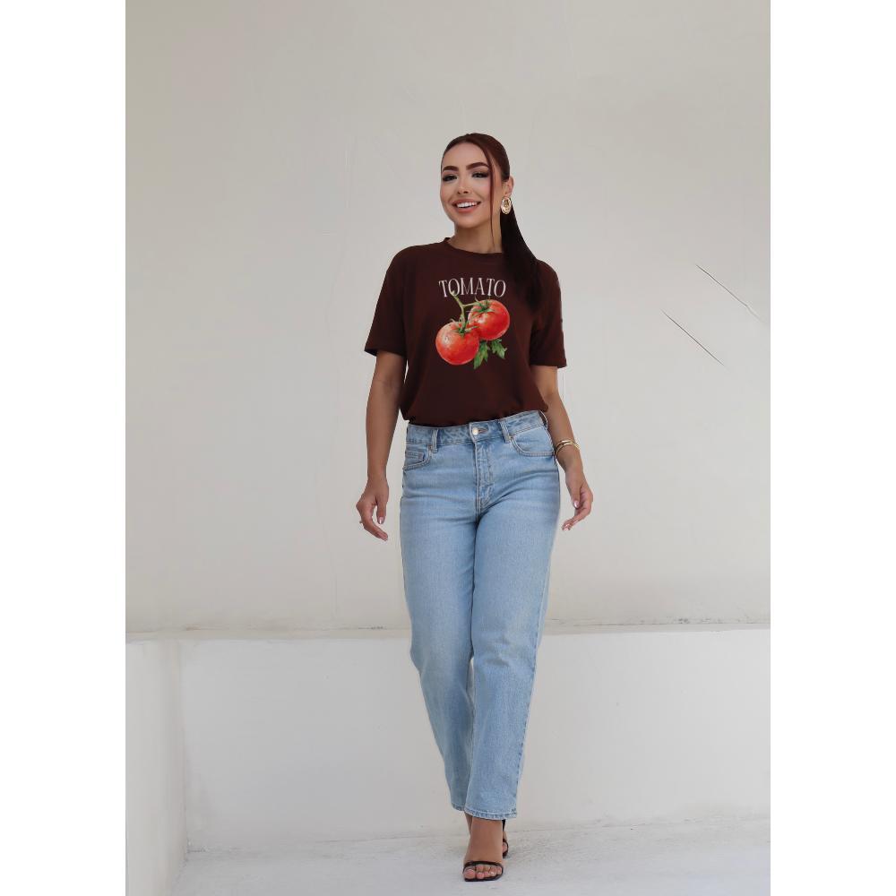 Camiseta Feminina Estampada Tomate Oversized