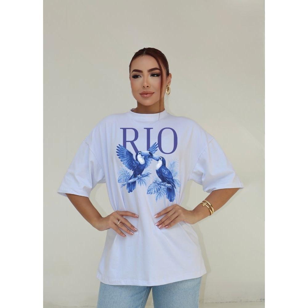 Camiseta Oversized Streetwear Estampada Rio