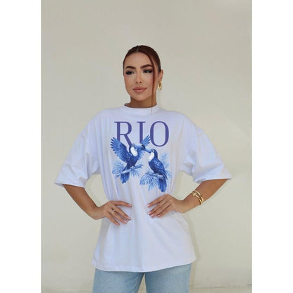 Camiseta Oversized Streetwear Estampada Rio