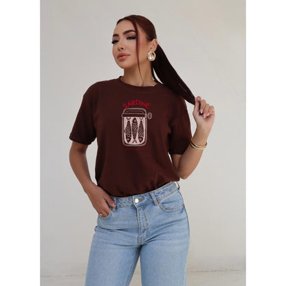 Camiseta Oversized Estampada Sardine 100% Poliéster Casual Streetwear