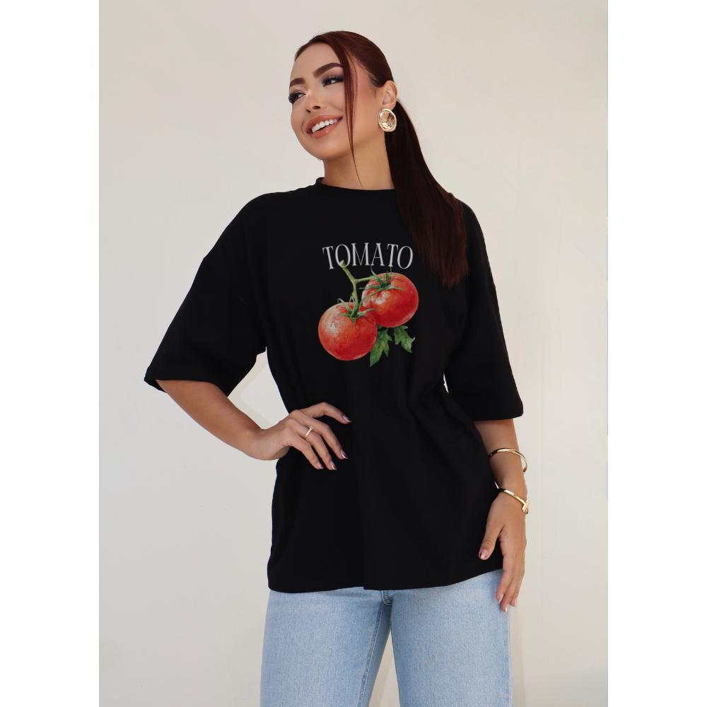 Camiseta Feminina Estampada Tomate Oversized