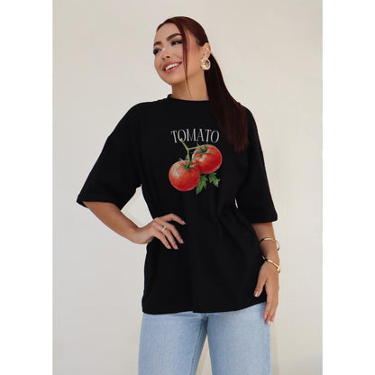 Camiseta Feminina Estampada Tomate Oversized