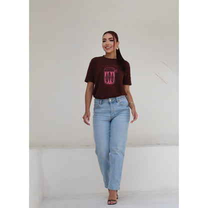 Camiseta Oversized Estampada Sardine 100% Poliéster Casual Streetwear