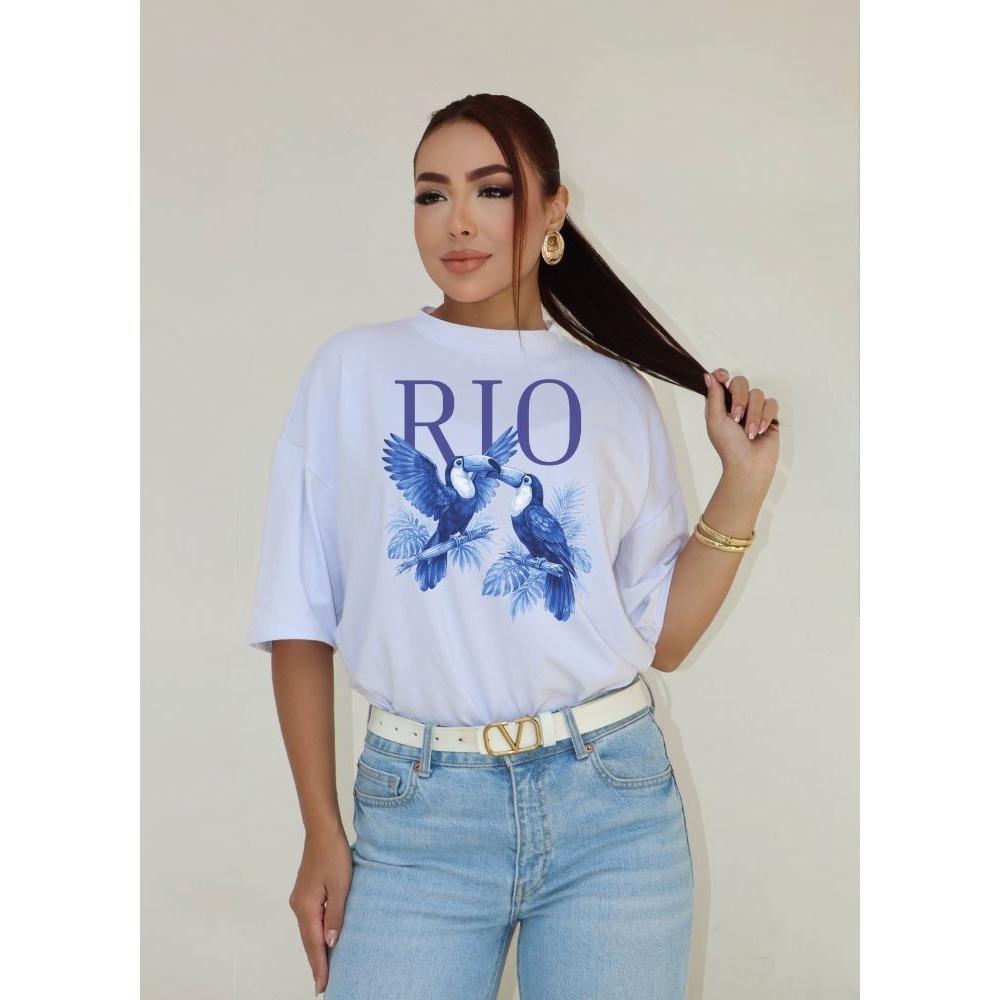Camiseta Oversized Streetwear Estampada Rio