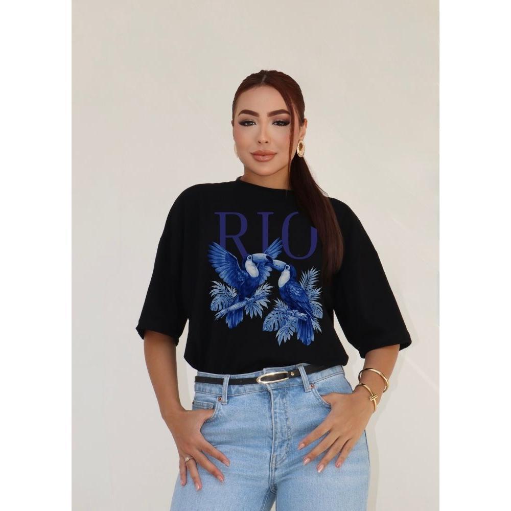 Camiseta Oversized Streetwear Estampada Rio