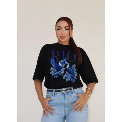 Camiseta Oversized Streetwear Estampada Rio
