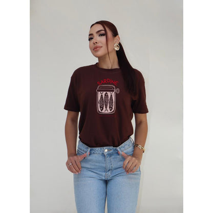 Camiseta Oversized Estampada Sardine 100% Poliéster Casual Streetwear