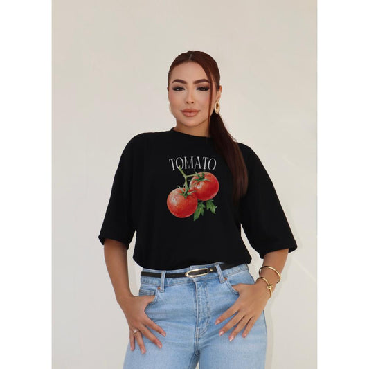Camiseta Feminina Estampada Tomate Oversized