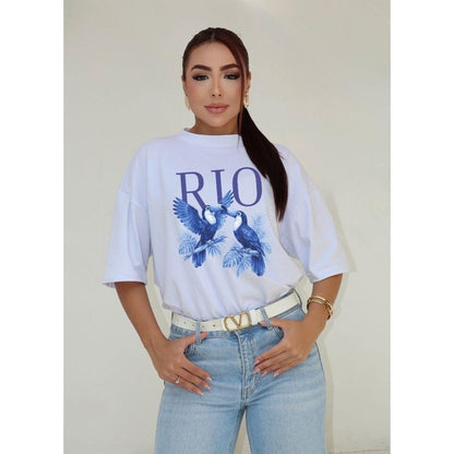 Camiseta Oversized Streetwear Estampada Rio