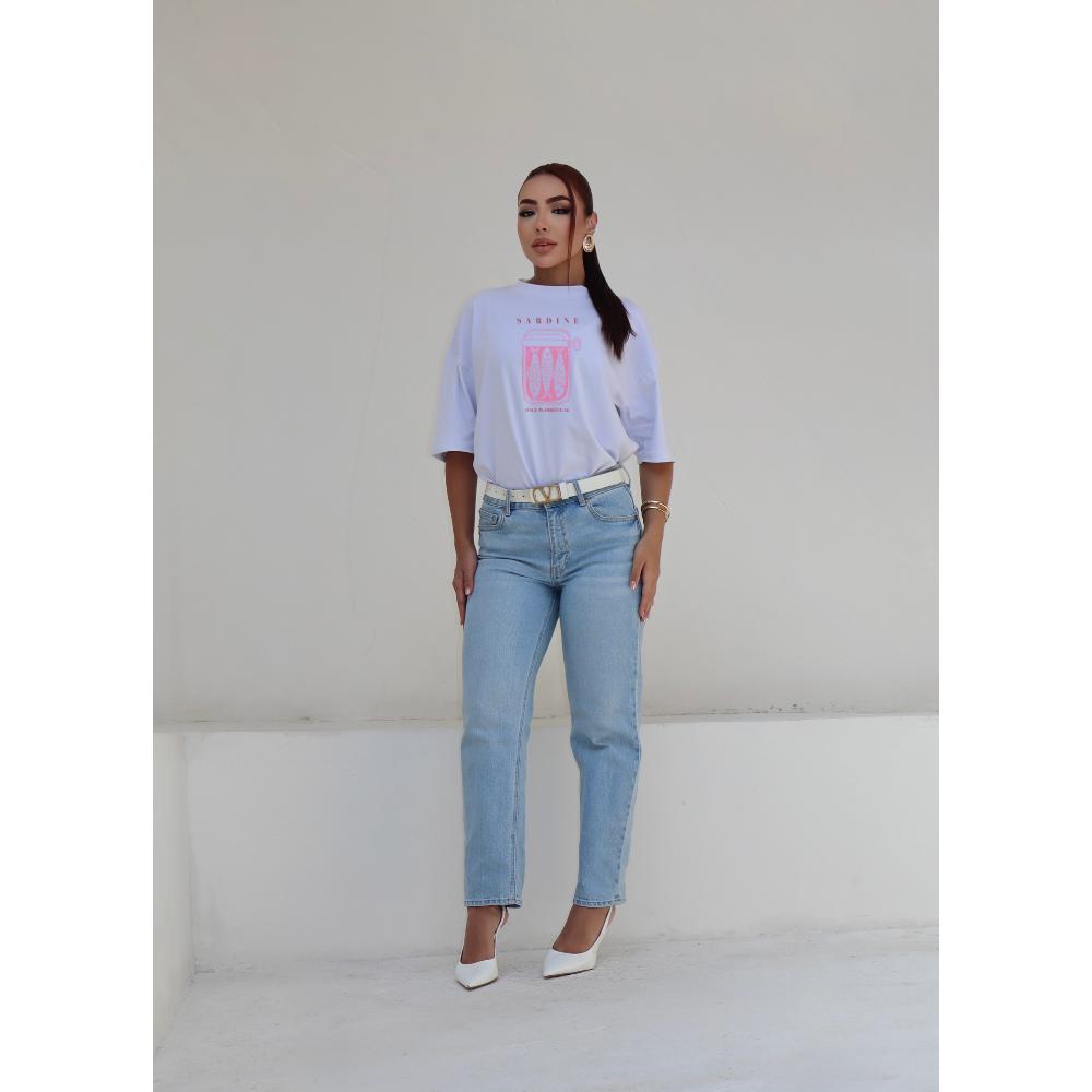 Camiseta Oversized Estampada Sardine 100% Poliéster Casual Streetwear